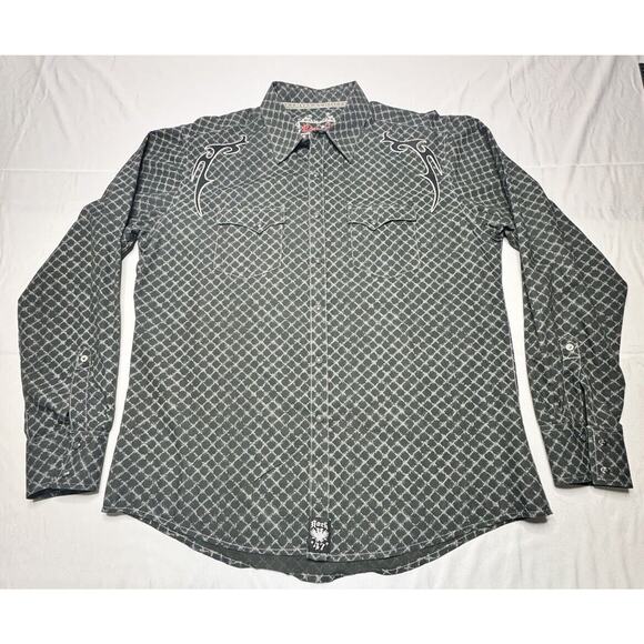 Wrangler Rock 47 Other - Wrangler Rock 47 Men's LS Black Embroidered Pearl Snap Western Shirt - Size XL